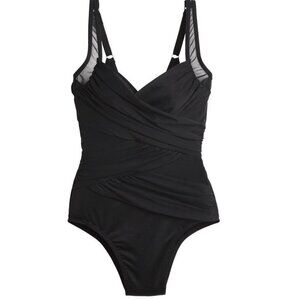 Miraclesuit Sensations Madero One Piece Swimsuit 16 Black Mesh Underwire *EUC